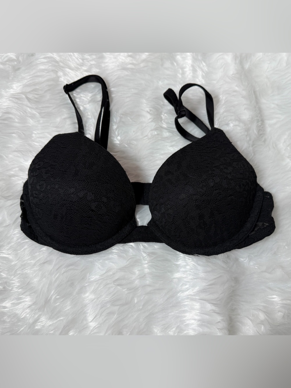 Victoria's Secret Black Lace Push-Up Bra.  32A